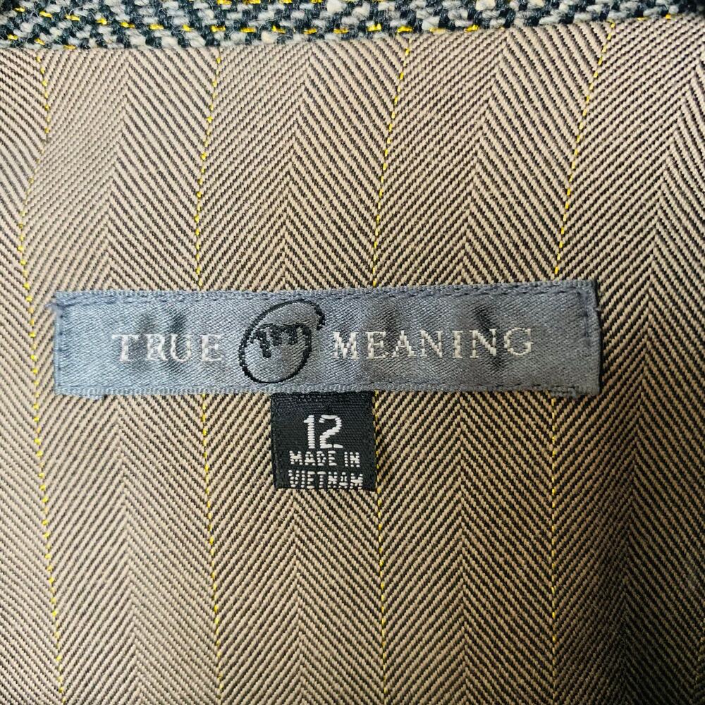 Vintage True Meaning Blazer Sequin Pinstripe Tweed Trim Jacket Size 12 Jewels - Picture 9 of 10